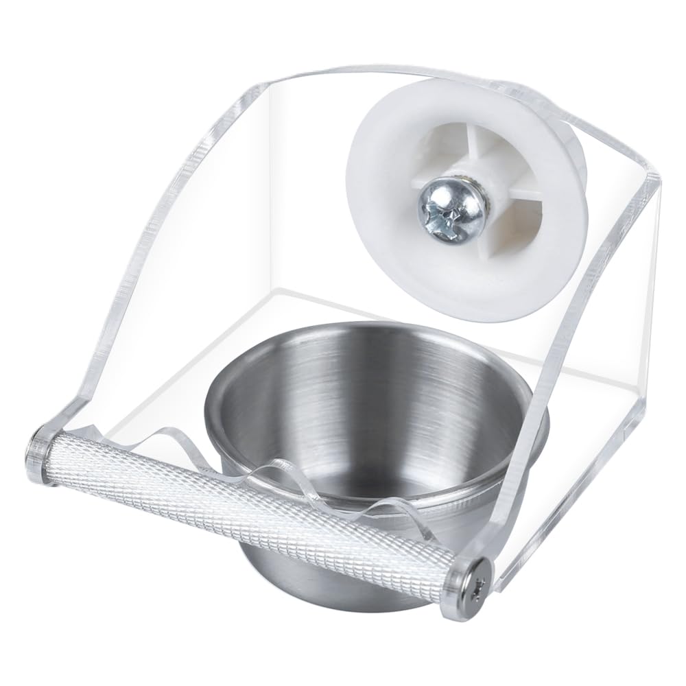 Small Bird Food Water Bowl, Stainless Steel Parrot Feeding Cups with 2.7Inch Stand, Birdcage Bath Shower Cage Hanging Feeder Cup for Budgie Parrot, Parakeet, Cockatiel