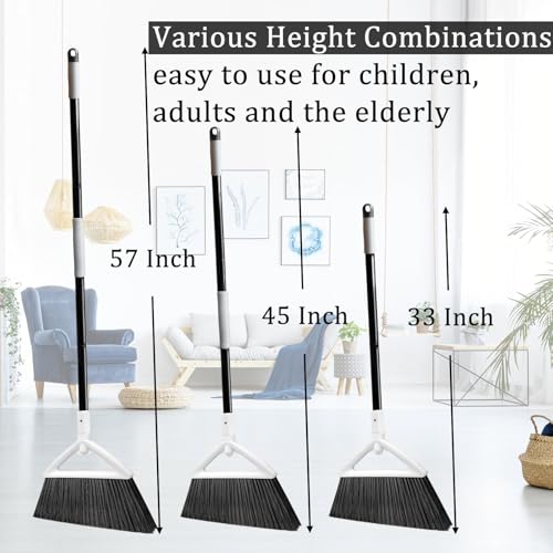 Image of Heavy Duty White Angle Broom with Long Handle - 1 Pack