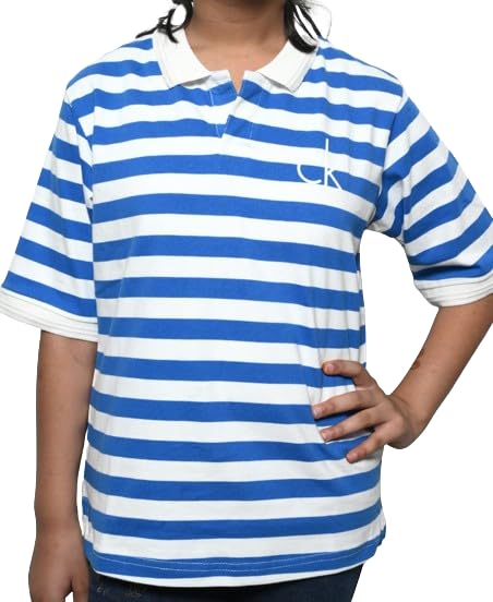 Image of ANGEL'S CLOTH HOUSE Women's Striped Collar Half Sleeve Cotton T-Shirt Foe Women
