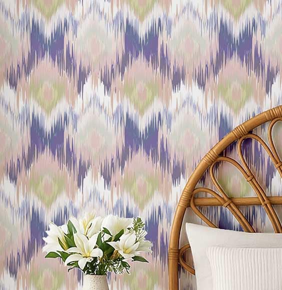 Papier peint de luxe ikat violet Soimoi revêtement mural texturé vinyle haut de gamme