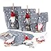 Logbuch-Verlag 6 Wichtelgeschenk Verpackungen grau weiß mit Wichtel Anhänger aus Filz - Wichteltüte Nikolaustüte Weihnachten