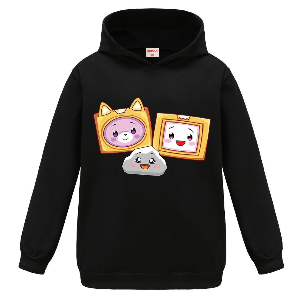 OAIXIURFoxy and Boxy Hoodie Girls Fashion Cartoon Hooded Top Boys Casual Sweatshirts 3-13 Years