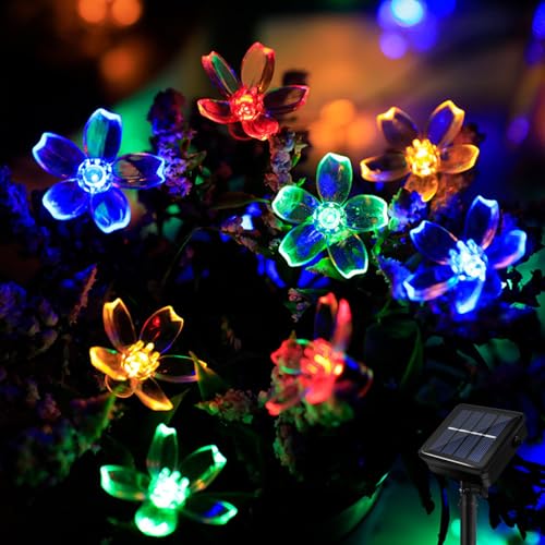 A.bigwhale Guirlande Lumineuse Exterieur Solaire, LED Imperméable Lumières Fleur 40 LED, Étanche...
