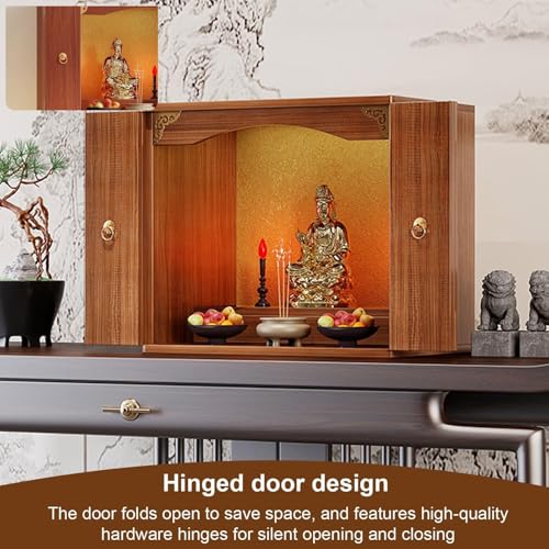 Altar de santuario de Buda flotante, mueble de madera blanco con puerta 7