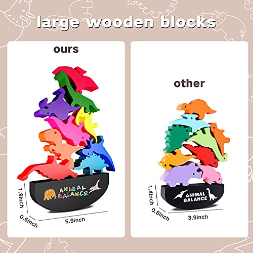 Fftroc Wooden Stacking Dinosaur Toys For Kids 3-5 Boys - Dinosaur Toys For 2 Year Old Boy Stacking Toys Gifts For 2 3 4 Year Old Boys, Montessori Toys For 2 Year Old Toys For Boys Gifts #TOP7