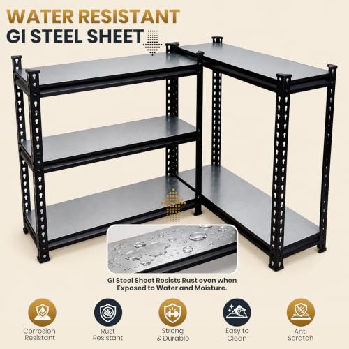 Image of JD Fresh 5-Shelf Adjustable Boltless Metal Shelving Unit /Metal Storage Rack with GI Steel Sheet /Multipurpose Utility Display Rack /Standing Shelf Unit for Home /Garage /Warehouse(72 x 36 x 12 Inch,Black)