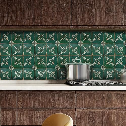 Image of 40 PC Pack (6 X 6) Thin Art Artistic Bohemian Peel and Stick Wall Sticky Backsplash Vinyl Waterproof Removable Tile Sticker Decals for Bathroom & Kitchen, (G, 6X6)