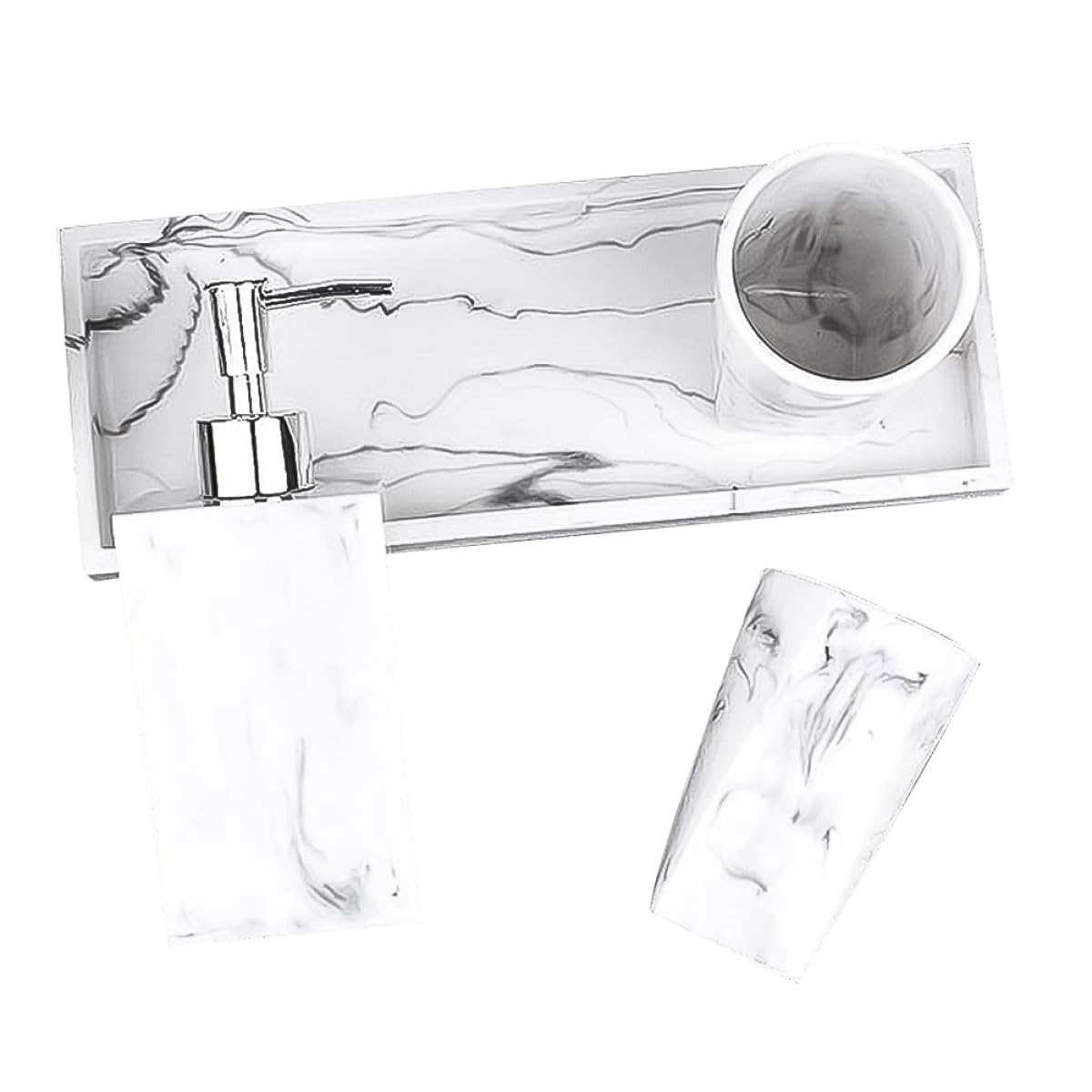 Dispenser di sapone bagno in resina nero con vassoio organizer, set 1 pezzo per bagno e regalo matrimonio