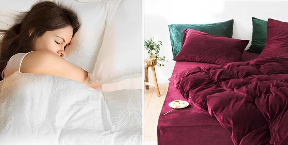 Image of Amazing Super Soft Double Bed Woollen Quilt Cover, 310TC Warm Duvet Cover, Woolen Duvet Cover /Rajai Cover /Blanket Cover /Quilt Cover King Size=90x100 Inches, Winter Blanket Cover (Maroon)