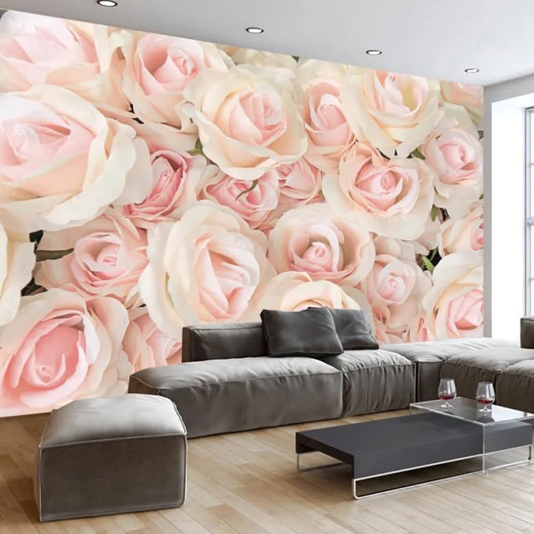 Papier peint rose moderne 3D pour transformer un mur de salon - 4