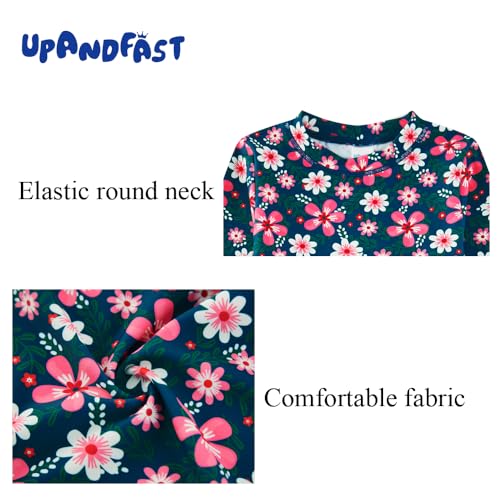 Image of upandfast Girls Rash Guard Set Long Sleeve Two Piece Swimsuit with UPF 50+ Sun Protection for Girls 3-8 Years