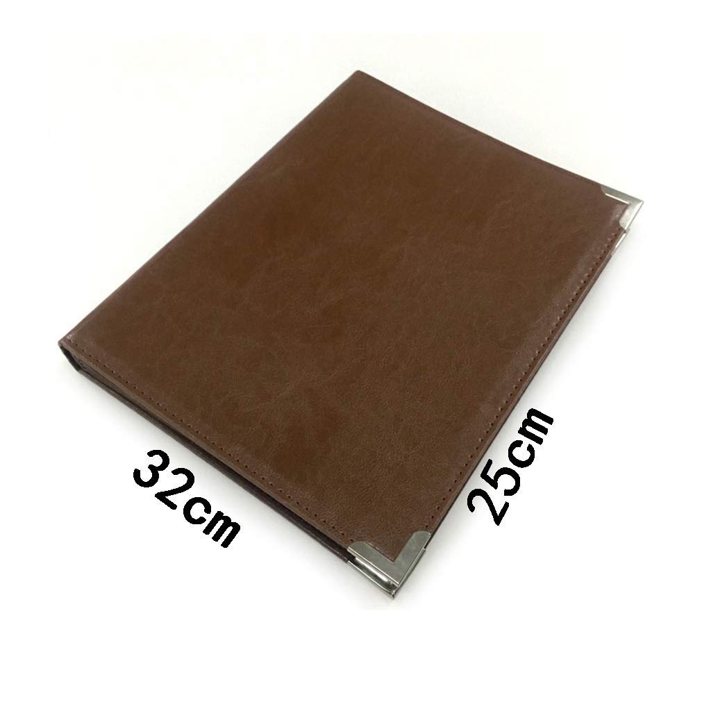 Archivador de documentos A4 negro con 6 paneles y 12 bolsillos, piel sintética, PVC, metal, 32 x 25 cm