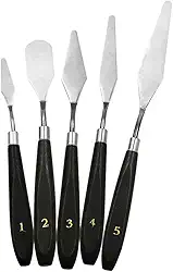 5X Pintura Raspador Espátula Flexível Conjunto, Conjunto de facas de paleta de aço inoxidável para aplicação de pintura a óleo, tinta acrílica, cobertura de bolo