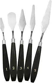 5X Pintura Raspador Espátula Flexível Conjunto, Conjunto de facas de paleta de aço inoxidável para aplicação de pintura a óleo, tinta acrílica, cobertura de bolo