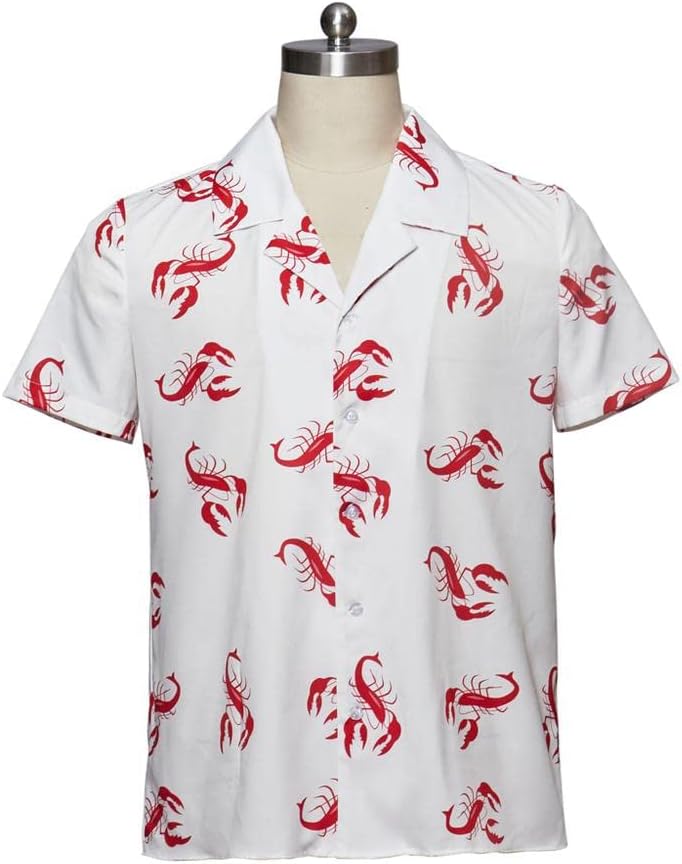 Men's Printed Button-Up White Shirt Casual Shirt Top - Image 2