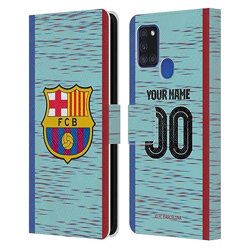 Coque Samsung A21s FC Barcelona étui portefeuille en cuir personnalisé