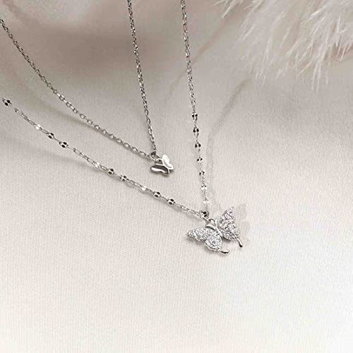 Foto von Cimenexe Bohème Schmetterling Anhänger Halskette Choker Silber Kristall Choker Halskette Geschichtet Spitze Kette Halskette Insekt Kette Halskette Schmuck für Frauen