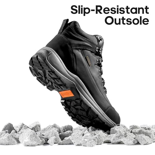 NORTIV 8 Men's Leather Waterproof Hiking Boots Mid Ankle Trekking Mountaineering Outdoor Boots2