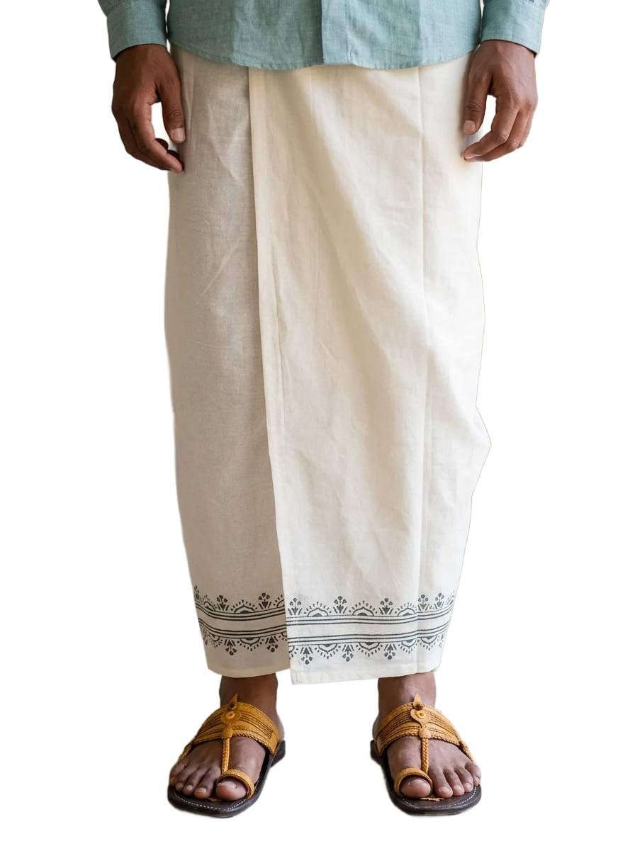 niira Kora Khadi Dhoti Lungi for Men | Traditional Veshti Pancha Wrap | Lightweight Ethnic Wear for Festivals, Ceremonies & Daily Comfort-picture-23