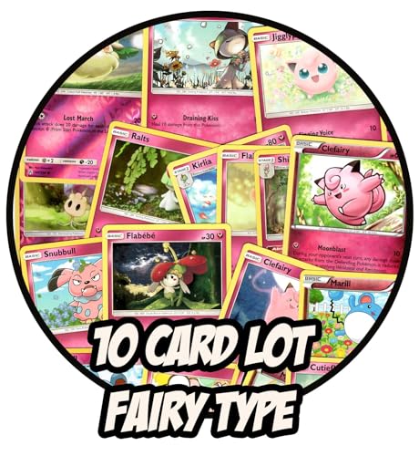 Pokemon -10 Card Lot - Fairy Type Only - No Duplicates - Jigglypuff Ralts Marill