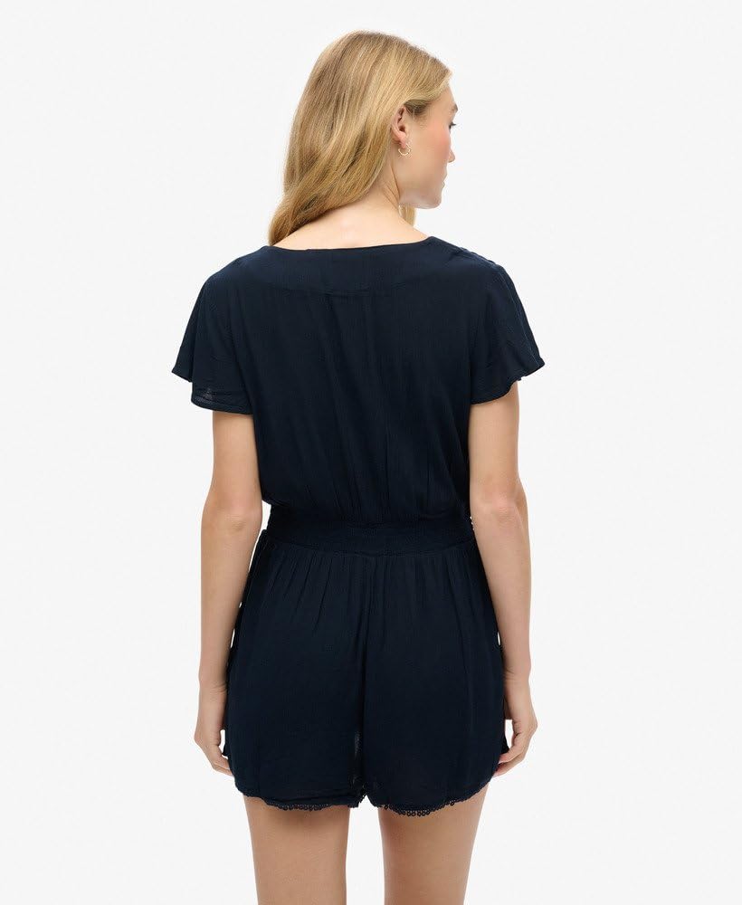 Superdry Robe Short Sleeve Beach Playsuit 98t Eclipse Navy