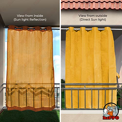 Image of HIPPO 150 GSM Outdoor Sun Blocking Balcony Eyelet /Grommet Curtains Sun & UV Protection, Light Filtering 3FTX8FT Door Curtain (Yellow)