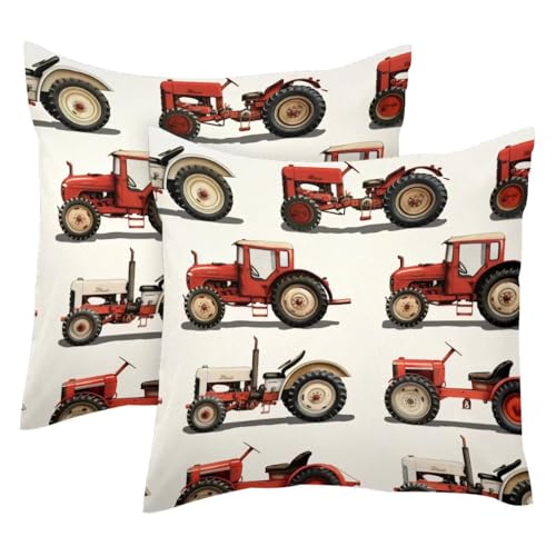 Housse de coussin décorative double face 50 x 50 cm imprimé tracteur - 2