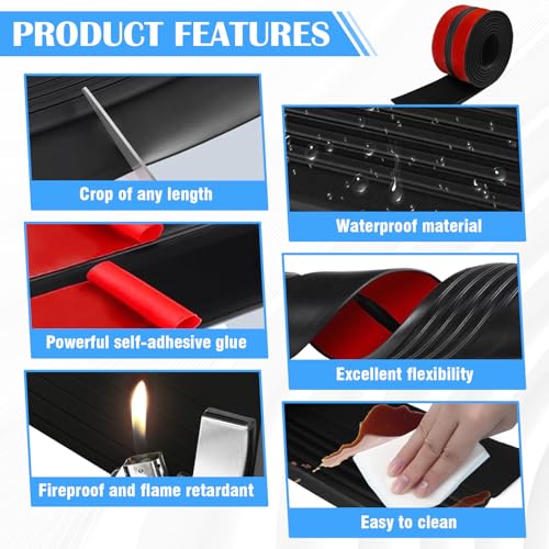 Treppenkantenprofil Selbstklebend 2m, Treppenkanten Antirutsch Übergangsprofil, Treppenkantenschutz Rutschfeste, Flexible Gummistufen Kantenleiste für Außen und Innenbereich Treppe Stufen, Schwarz