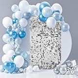 Picture of Silver Shimmer Wall Backdrop Panels 12 Pack, 3FT x 4FT Ozikutech Sequin Backdrop for Birthday Anniversary Festival Party Decoration
