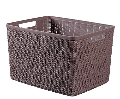 CURVER Cesta Jute 100% plástico Reciclado Rectangular, Pimienta, L: 20 L