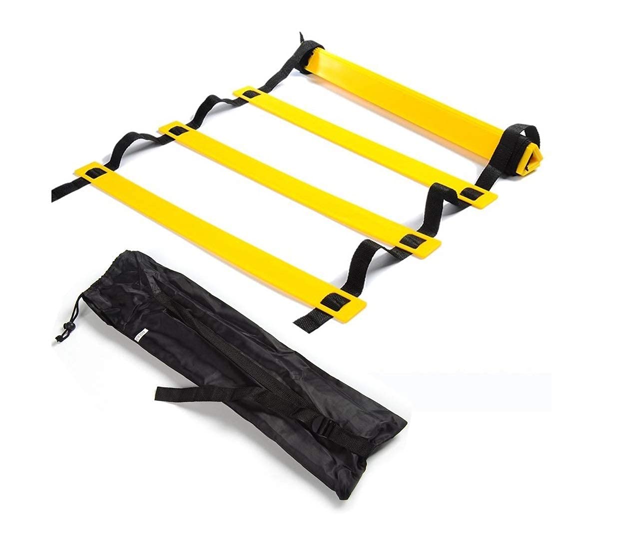 Spocco® Plastic Super Speed Agility Ladder for Track and Field Sports Training - 4 Meter Long with 10 Rungs (Yellow and Black)-image-35