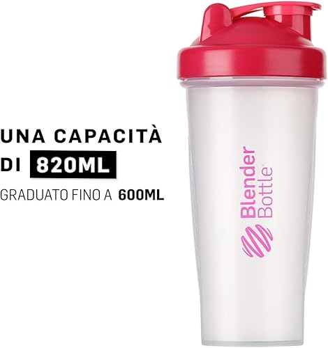 Miniatura 4 de BlenderBottle Classic - Vaso agitador de dieta, mezclador de proteínas con Blenderball, 27.7 fl oz, rosa claro