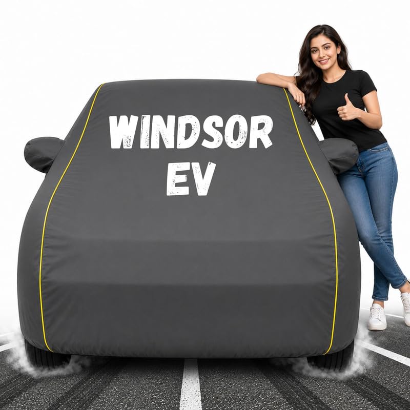 Image of Custom Fit Grey 100% Waterproof MG Windsor EV Car Cover | Polyester Car Body Covers for Rain & Sun | UV Protection, Dustproof, Scratch Resistant, Windproof, Heat Resistant