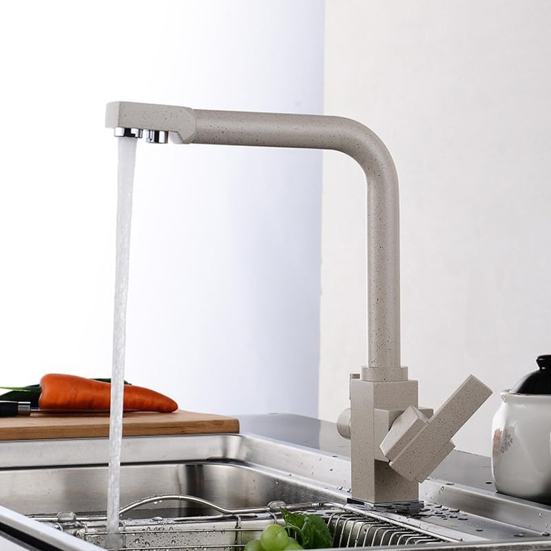 Mitigeur cuisine pivotant 360° pour évier moderne avec double poignée