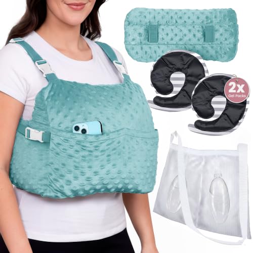Zomaple Mastectomy Recovery Pillow with Strap Swirly Gel Pack Seat Belt Cover & Shower Lanyard Post-Op Essentials Breast Augmentation/Reduction & Recovery Supplies Washable Cover for Comfort