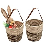 LUPATDY 2er Pack Hängekorb, Wandkörbe Zum Aufhängen Mit Griff, Hängende Blumentöpfe Pflanzenkörbe, Jute Aufbewahrungskörbe Für Wand, Tür, Badezimmer