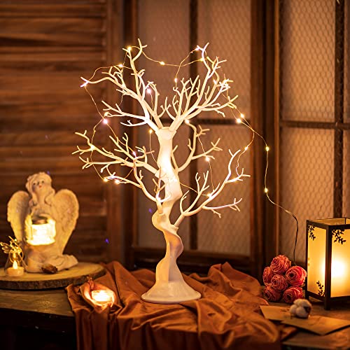 Inweder Arbres Artificiels Blancs - Faux Arbre de Noël 58cm pour Centre de Table Ornement Arbre de Pâques Arbre à Souhaits pour Table de Mariage Halloween Anniversaire Noël Décoration Intérieure Cover