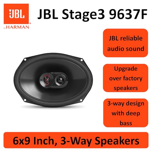 JBL Stage3 9637F 3-Wege Auto Lautsprecher Set von Harman Kardon ohne Gitter - 375 Watt KFZ Ovale Autolautsprecher Boxen - 6' x 9' (152 mm x 230 mm)