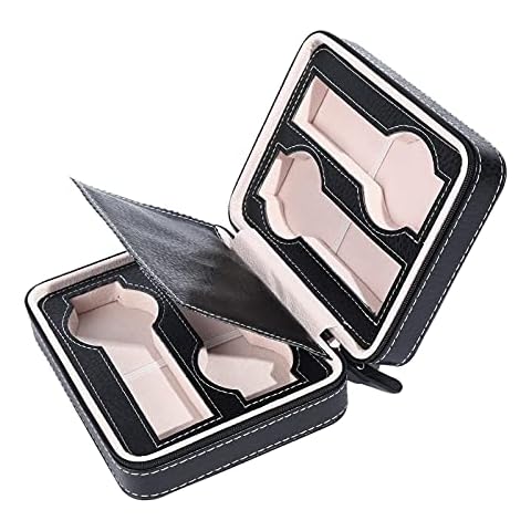 Travel Watch Case Zipper Watch holder Carrying Case for Watch Pouch Leather Watch Box Portable Organizer for Men Travel-Size Item (4 Watches Holder Black) Cover