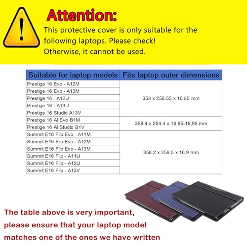 Funda para laptop 16 pulg MSI Prestige y Summit EVO, PU Cuero miniatura 2