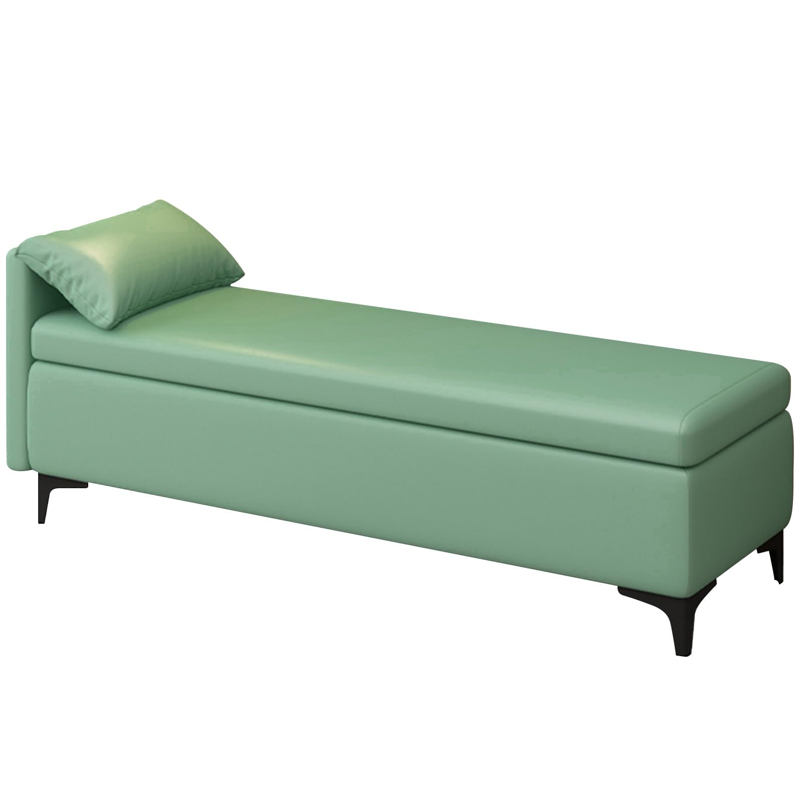 MSHGSKU PU Upholstered Storage Bench Metal Legs Foldable Shoe Rack 150kg Capacity Entryway Bedroom Seating Green 31.49in 80cm Stylish & Functional Furniture
