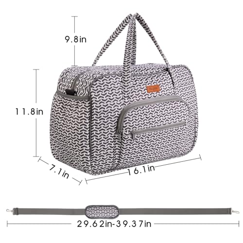 Image of Yarn Storage Organizer, Knitting Crossbody Bag, Large Crochet Tote Bag Yarn Holder Case for Carrying Projects, Knitting Needles, Crochet Hooks and Other Accessories (Gray-Arrow)