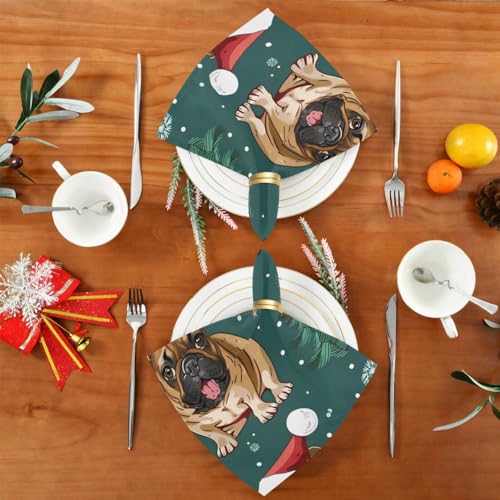 Servilletas de tela Navidad perro set x6 20x20 pulg miniatura 5