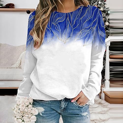Pull léger sans capuche bleu taille M arborant un motif imprimé moderne et manches longues