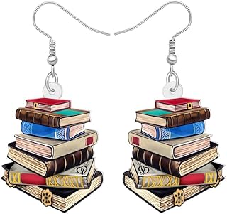 Generic Acrylic Funny Book Earrings Dangle Drop Cute Bookshelves Jewelry Accessories Charms Gifts for Women Teachers
