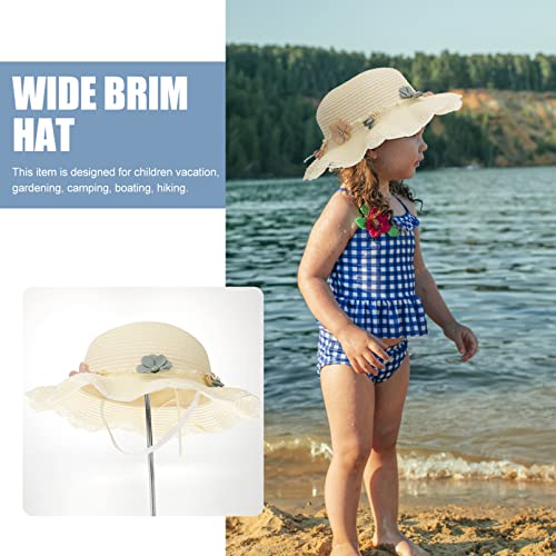 CLISPEED 1pc Wide Brim Childrens Sun Hat for Milky White Fashionable Sun Protection Breathable Design Fits Head Circumference for Outdoor Activities3