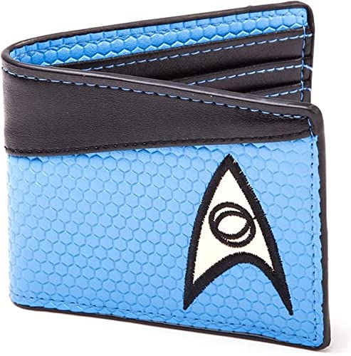 Star SciFi Trek Blue Science Logo Leather Bi Fold Wallet