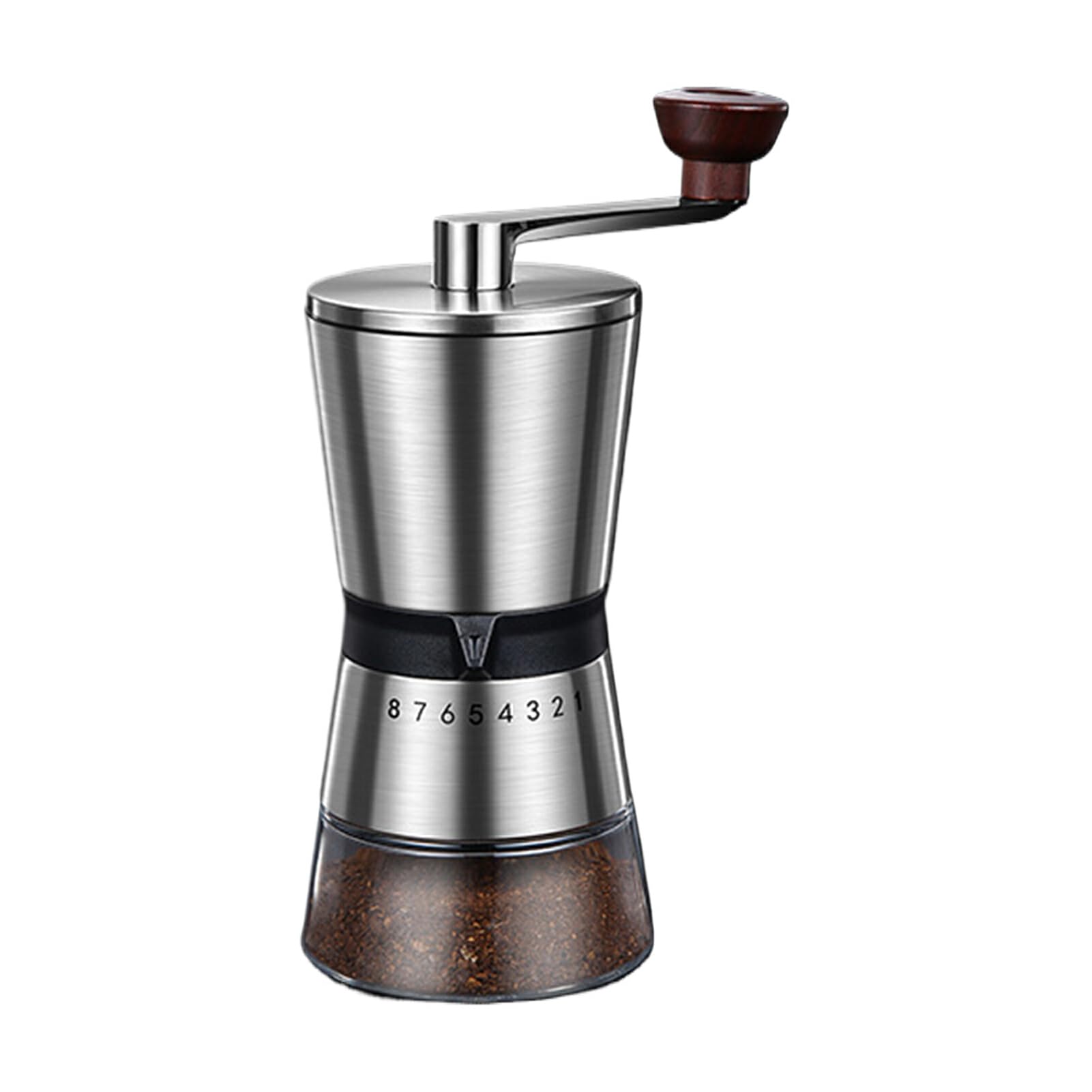 Molinillo de cocina o cafetería con mango extendido para moler fácilmente, molinillo externo de 8 velocidades, grueso y fino, de acero inoxidable