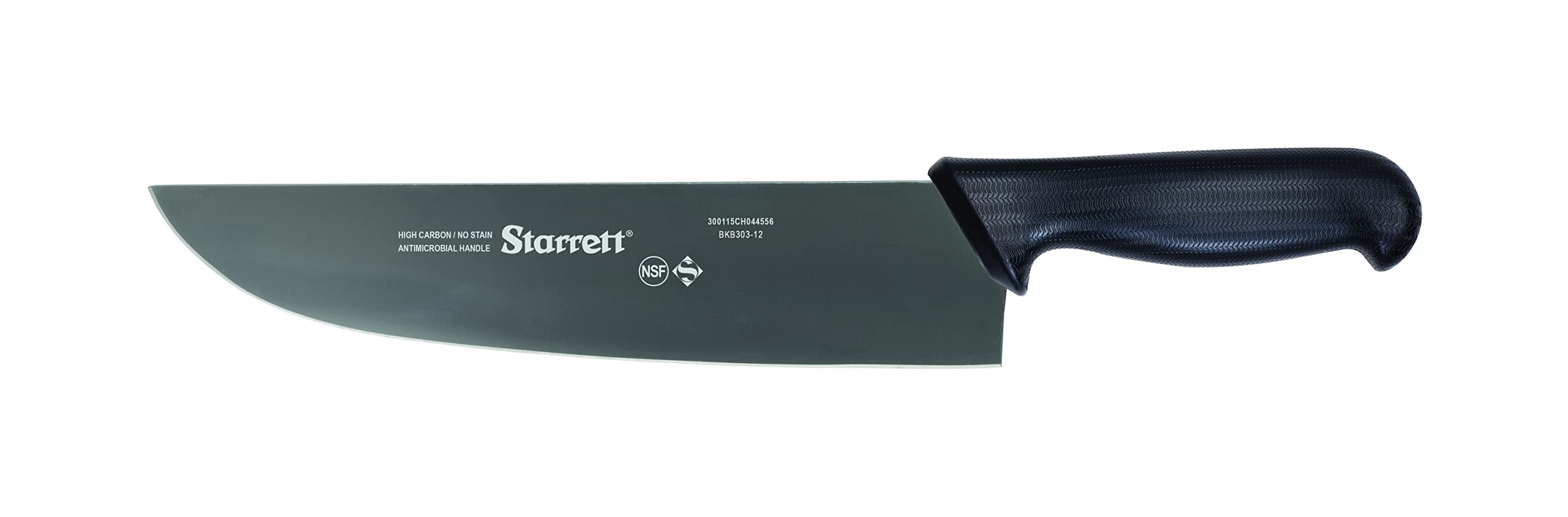 Starrett Professional Stainless Steel Chefs Kitchen Knives - Narrow Curved Profile - 12-inch (300mm) - Black Handle