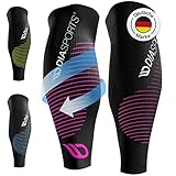 Diasports Waden Kompressionsstrümpfe ohne Fuß SLEEVERS Damen und Herren | Deine Premium Wadenbandagen für Marathon und Triathlon | 100% Waden Kompression und maximaler Halt (L, Schwarz-Pink)